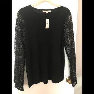 NWT Ann Taylor Loft Lace sleeve sweater